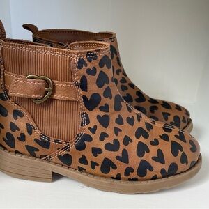 Carter’s Kid’s Brown Heart Pattern Ankle Boots